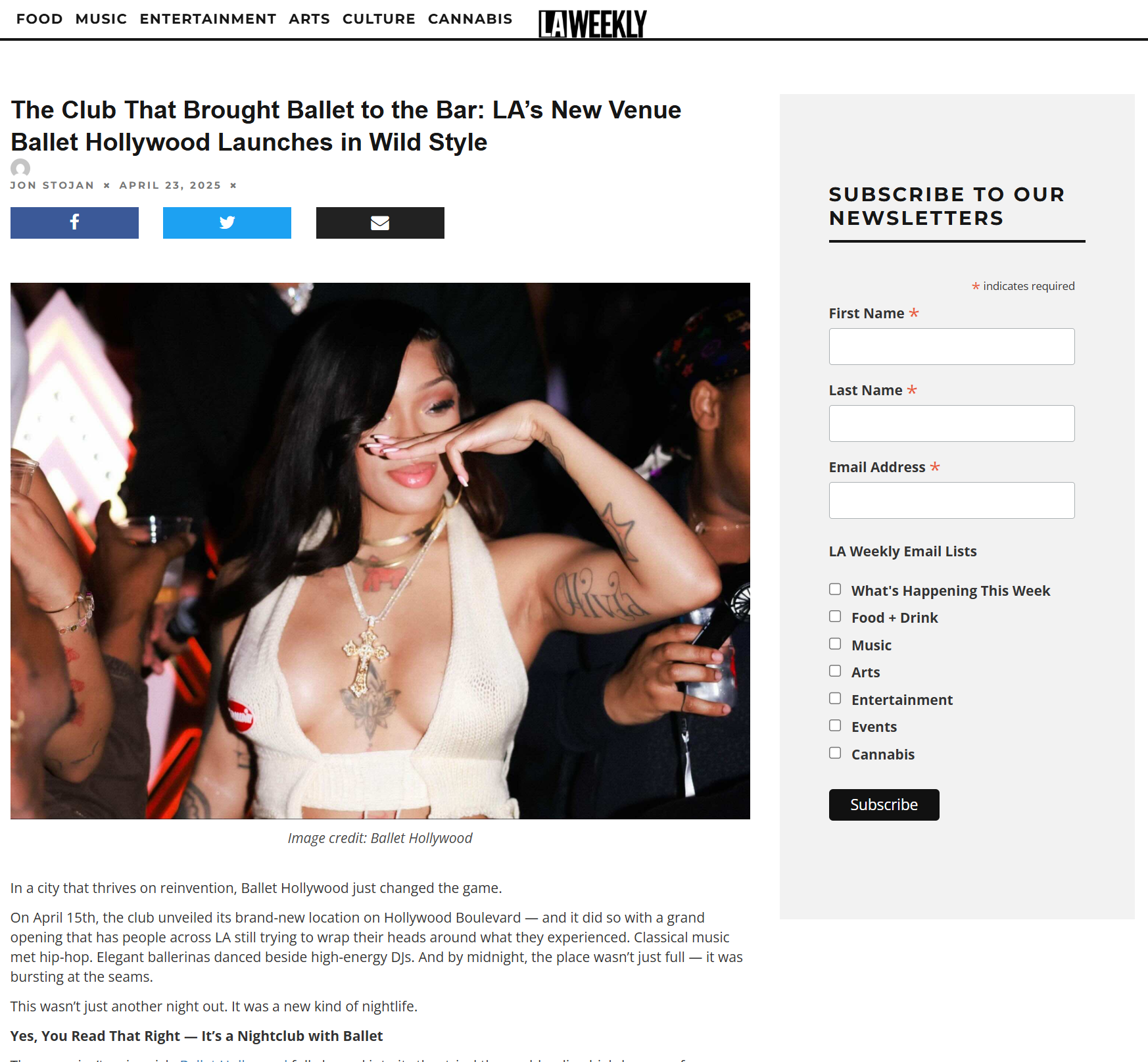 Ballet Hollywood in LA Weekly